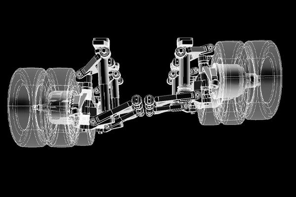 3D model in the style of a technical drawing of the DOLL panther axis technology